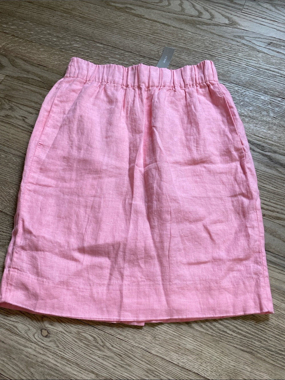 NWT J. Crew Pink 100% Cotton Elastic Waist Midi Lined Skirt with Pockets - XS